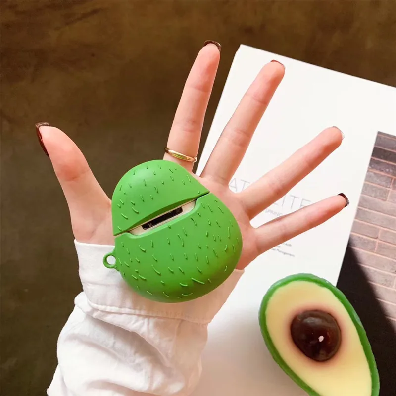 

For AirPods 1 2 Case Cute 3D Cartoon Avocado Earphone Case For Apple Airpods Soft Silicone Protect Cover Funda MNL1