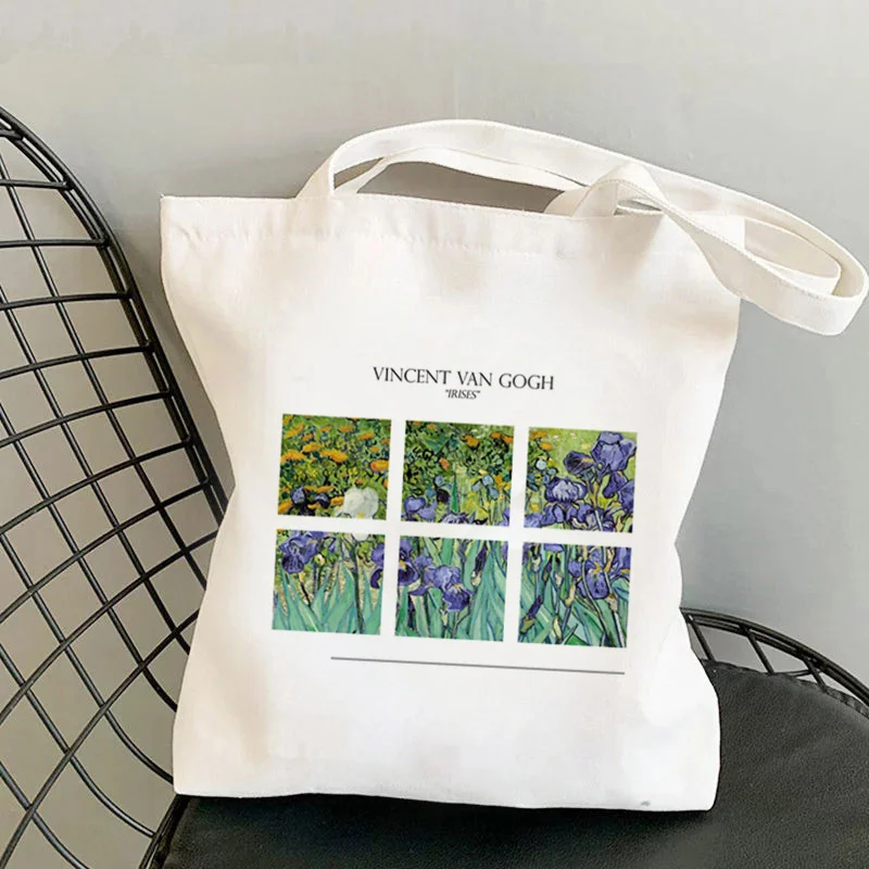 

Shopper Irises by Vincent Van Gogh Kawaii Bag Harajuku women Shopping Bag Canvas Shopper Bag girl handbag Tote Shoulder Lady Bag