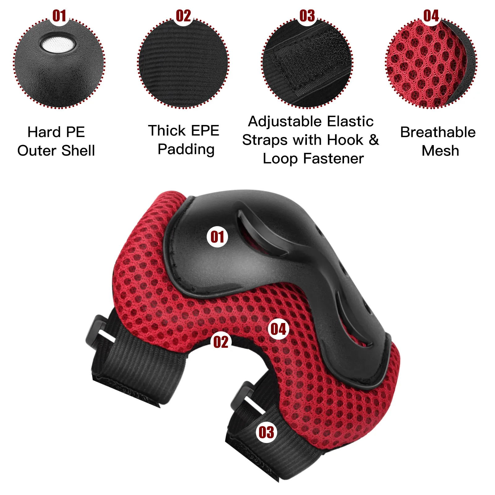 Набор защитных накладок для катания на роликах 6 в 1|Налокотники и наколенники| |