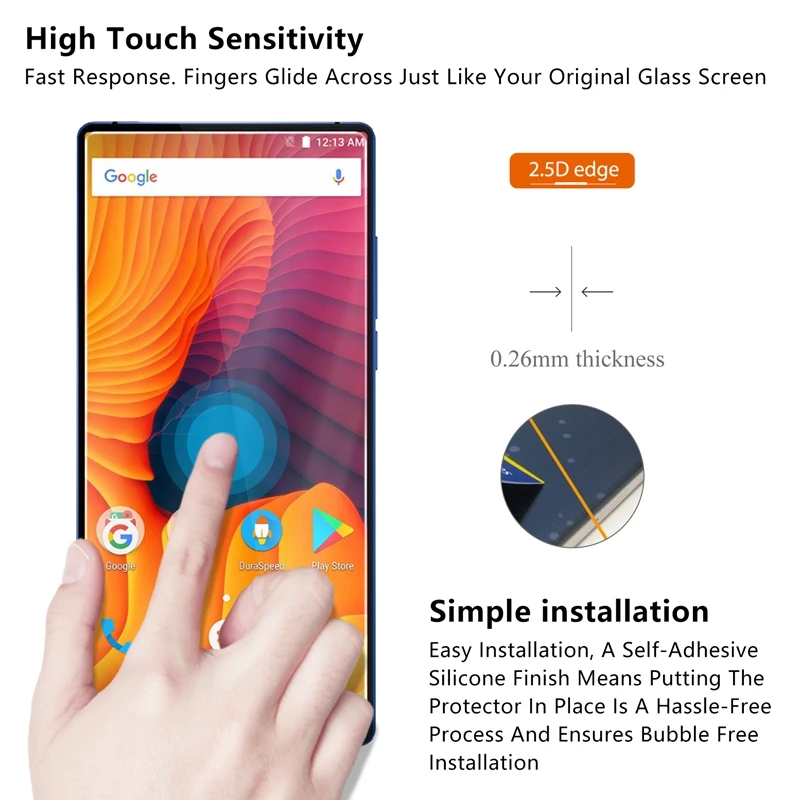 2 шт., Защита экрана для vernee mix 2, закаленные очки для vernee active, Защита экрана для thor e, Защитное стекло для экрана