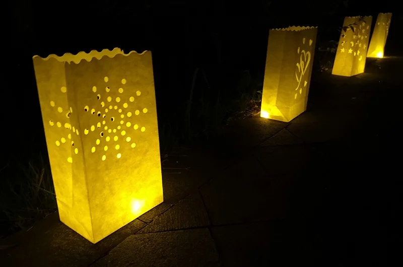 30 шт./лот Сердце держатель для чайной свечи Luminaria бумажный Свеча-фонарь сумка для рождественской вечеринки наружное свадебное оформление