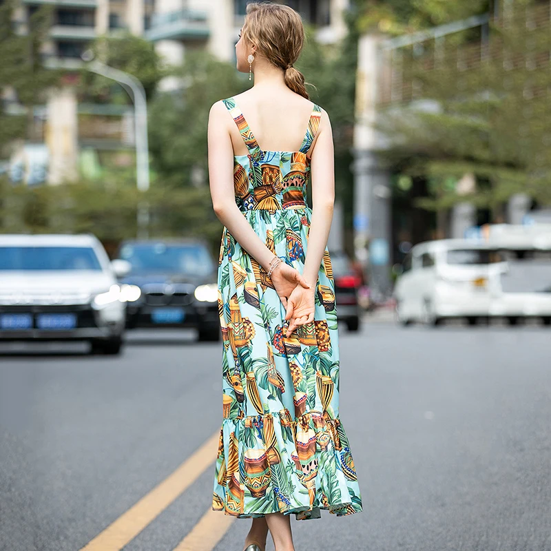 Платье женское демисезонное на тонких бретельках с юбкой годе|Женские платья| |