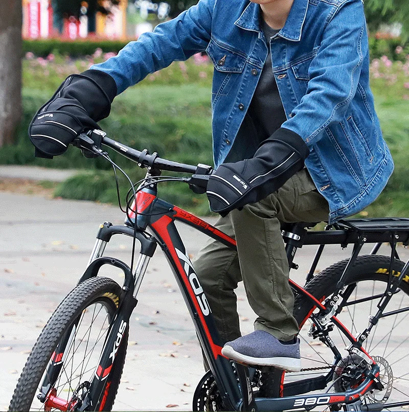 

WEST BIKING Winter Warm Bike Handlebar Gloves Windproof MTB Bike Outdoor Riding Gloves Electric Bike Motorcycle Cycling Gloves