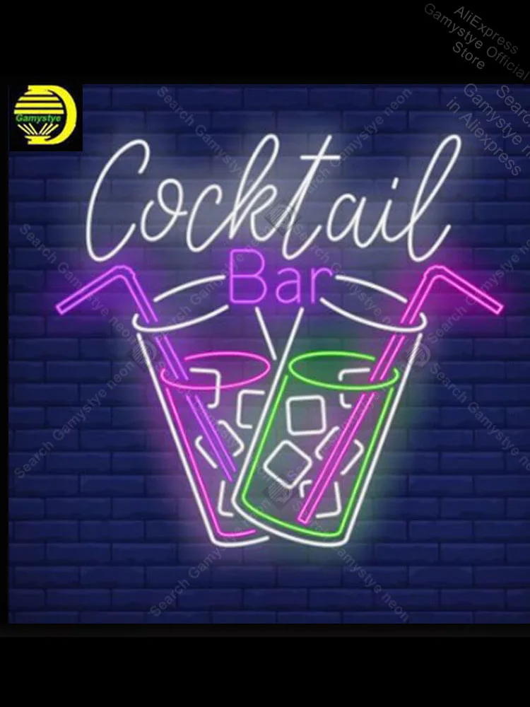 

Neon Sign for Cocktail Ice cup Neon Bulb sign handcraft signboard neon light icons light Professional Logo Designers neon cups