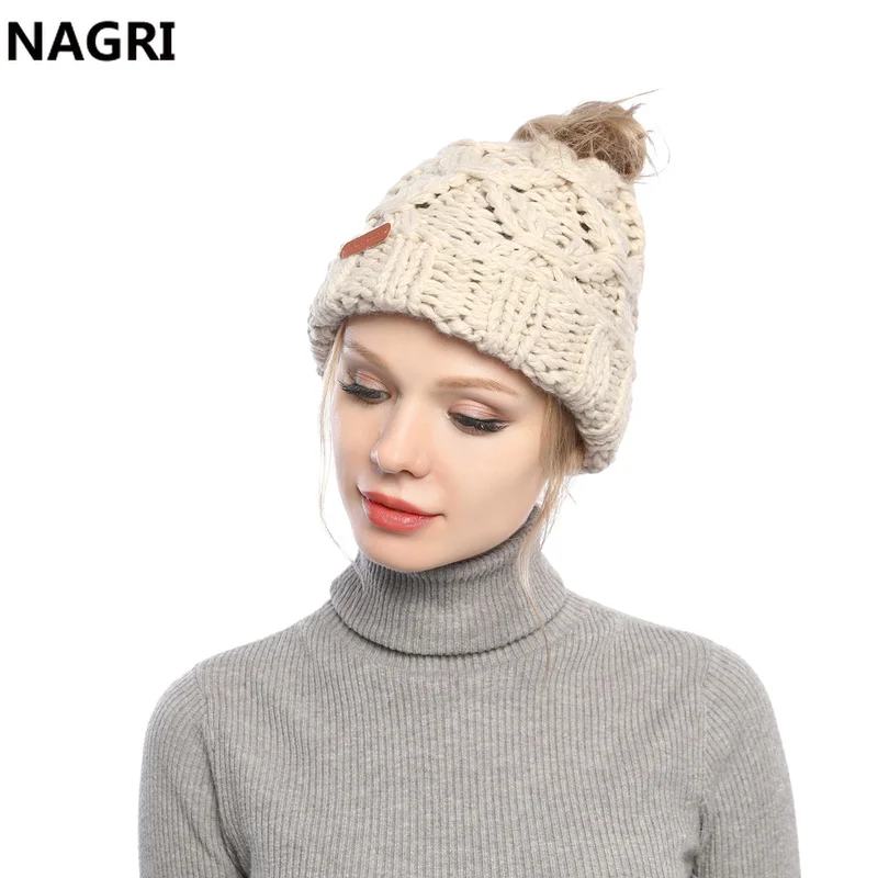 Женская Вязаная Шапка бини мягкая теплая грубая шапка в Корейском стиле Осень