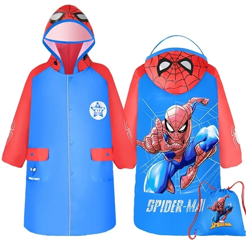 

Spiderman High Quality kids Raincoat Inflatable Cap Children US Captain Rainproof Poncho Boys Rainwear Rainsuit Outdoor gifts