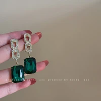 2021 new geometric diamond encrusted emerald earrings for women fashion jewelry temperament daily wear earrings party gift