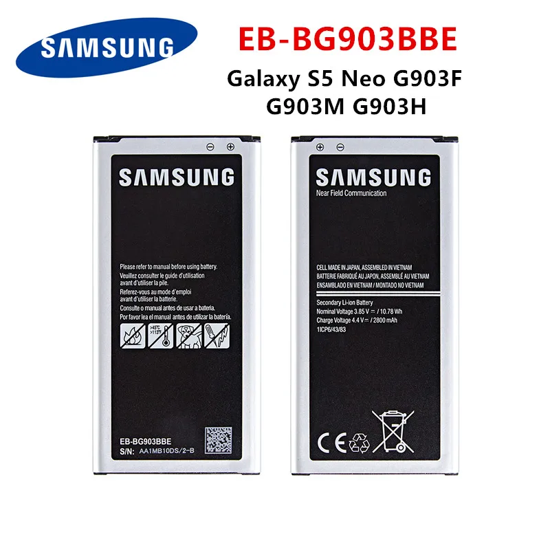 Оригинальная Аккумуляторная батарея SAMSUNG 2800 мАч для Samsung Galaxy S5 Neo G903F G903W G903M G903H