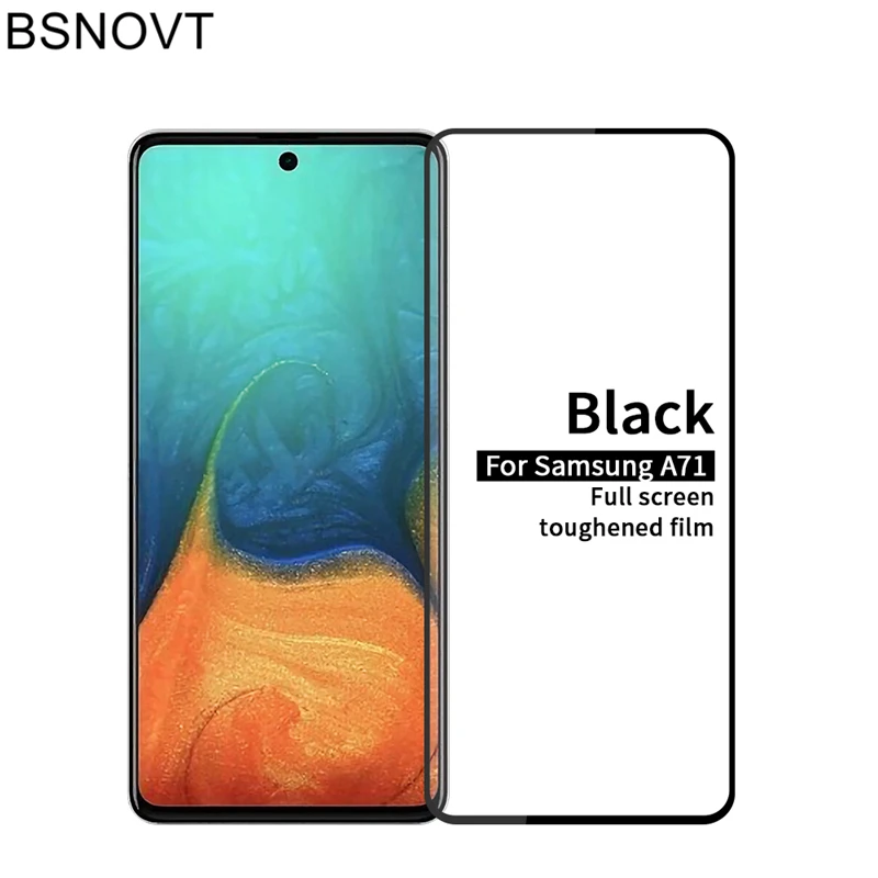 Protector de pantalla para Samsung Galaxy A71, cubierta completa de vidrio con pegamento de 6,7 pulgadas, vidrio templado para Samsung A71, vidrio para Samsung A71, 2 uds.-0