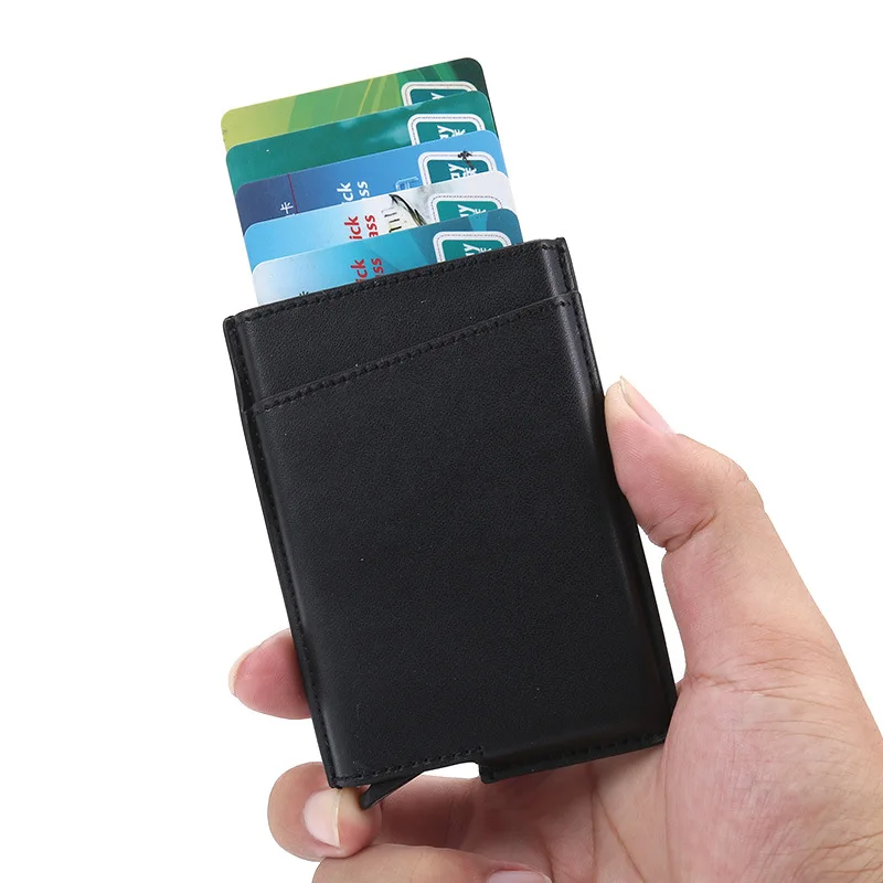 

2019 New Luxury Credit Card Holder for Men Women Fashion Business Card Holder Alligator PU Leather Pop Up Automatic Card Case