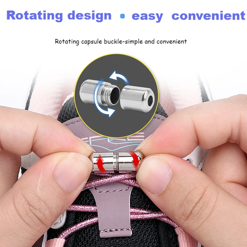 

1Pair Elastic Shoelaces Round No Tie Shoe laces Sneakers Shoelace Kids Adult Rubber elastic Laces Lock One Size Fits All Shoes