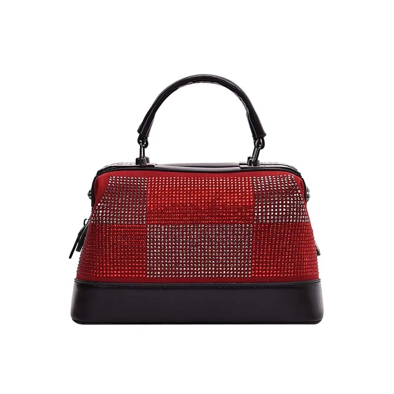 Fashion Women Handbags PU Diamond Totes Bag Top-handle color matching Crossbody Shoulder Lady Simple Style Hand Bags | Багаж и сумки