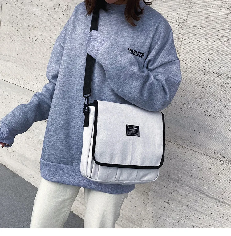 

Canvas Bag Female 2021 New One-shoulder Big Bag College Student Class Bag All-match Messenger Tote Bag