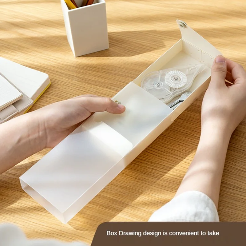 

Creative Pencil Case, Stationery Storage, Transparent Pencil Case, Snap Buckle, Storage Box, Office and Household Goods