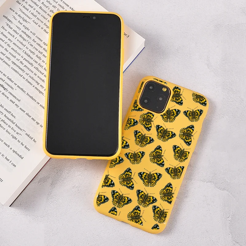 

Candy Color Phone Cases For iPhone 11 X XS XR XS Max 8 7 6 6S Plus Case Cartoon Butter-fly Set Patterns Phone Cover Back Coques