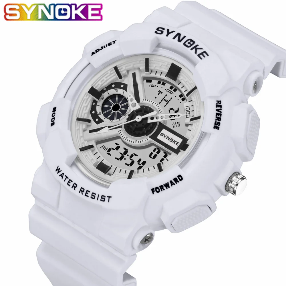 SYNOKE 2019 классические спортивные мужские часы многофункциональные с будильником EL