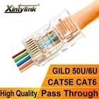 Коннектор xintylink rj45 cat6 cat5e 50U6U, ethernet-кабель с разъемами utp 8P8C rj 45 cat 6, сетевой lan-Разъем cat5, Интернет