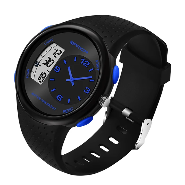 Black Blue SANDA спортивные мужские часы лучший бренд класса люкс военные цифровые кварцевые часы водонепроницаемые мужские часы relogio masculino 763 - Цвет: Black Blue