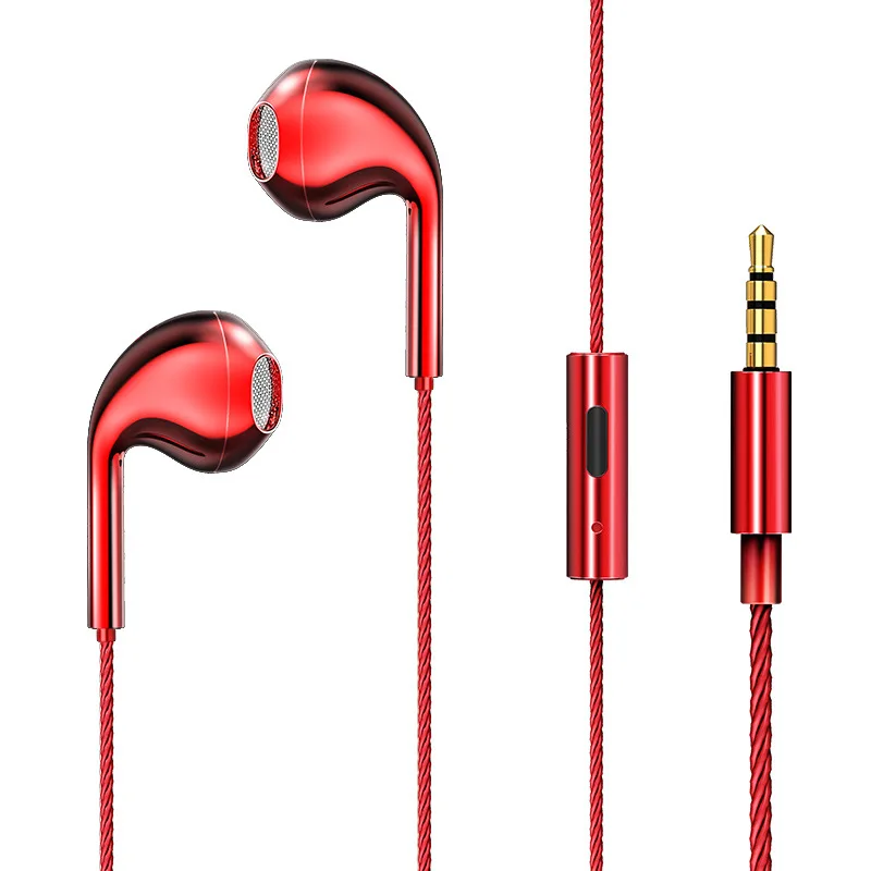 Flame red Металлические стерео наушники с микрофоном, музыкальная гарнитура с басами, наушники-вкладыши 3,5 мм, Android Ios, универсальные Игровые наушники, затычки для ушей - Цвет: Flame red