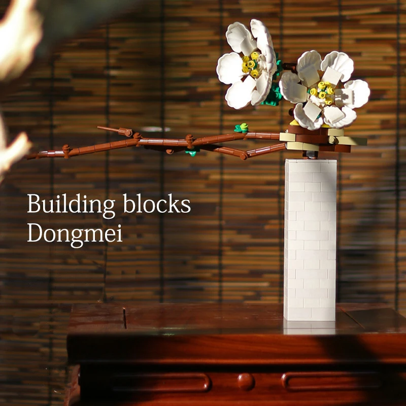 

Moc Winter Snow Powder White Plum DIY Assembled Small Particles Building Blocks Flowers Model Decoration Toys Girlfriend Gift