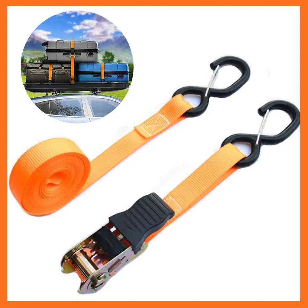 

2PCS Portable Auto Luggage Trailer Ratchet Tie Down Strap 8-shaped Hook Brake Strap Binding Belt For Motorcycle Heavy-Duty 2021
