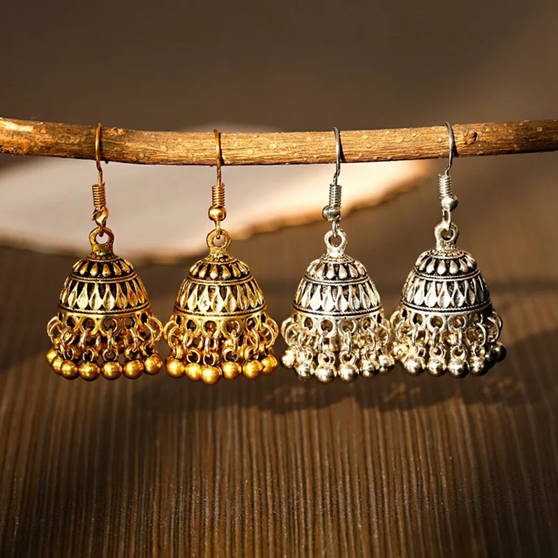 Античный этнический маленький колокольчик с кисточками Индии Jhumka серьги 2020 Boho