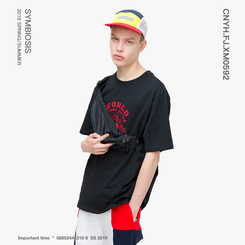 VIISHOW уличная одежда черного цвета с рисунком Для мужчин футболка бренд