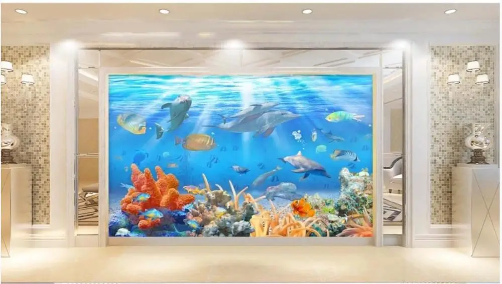 3D фрески обои на заказ фото HD подводный мир Дельфин фон настенные бумаги декор