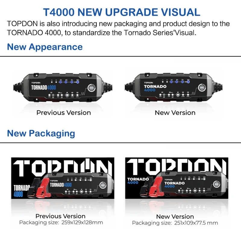 Цена Автоматическое зарядное устройство Topdon T4000 S 6 в 12 В, автомобильное зарядное устройство для батарей мотоцикла, зарядное устройство для батар...