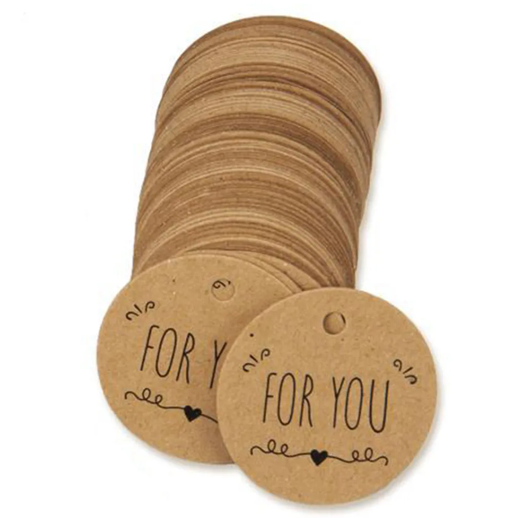 

100Pcs Kraft Paper Gift Tags FOR YOU Labels Handmade for Wedding Party Decoration Packaging Hang Paper Packaging Decoration Tag
