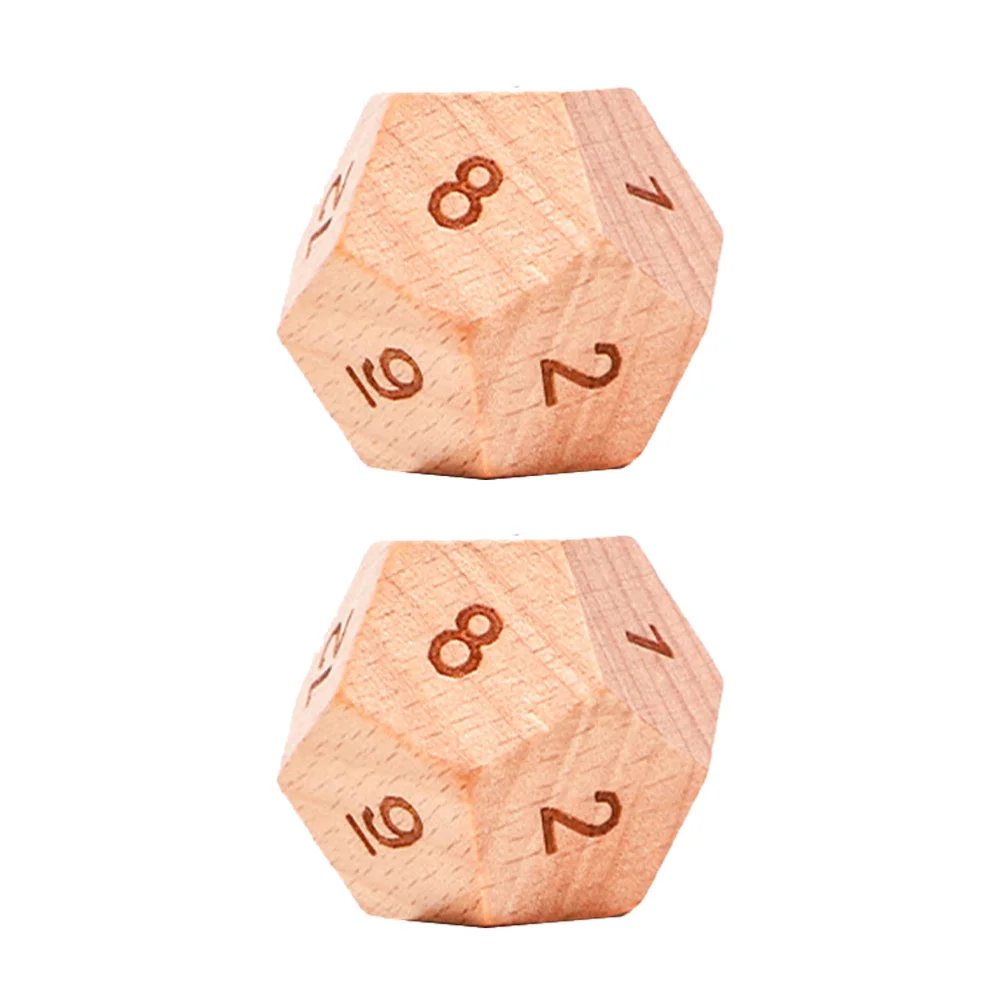 

2pcs Creative Beech Dice 12 Sides Dice Props Wooden Dice Educational Toys