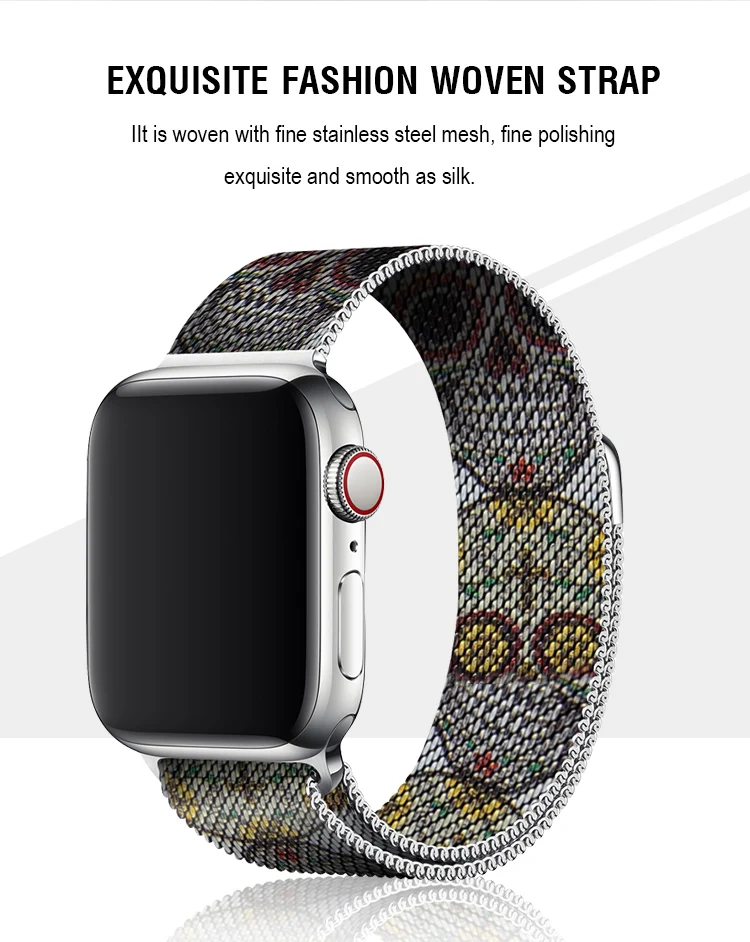 Миланская петля ремешок 44 мм 40 мм череп дизайн для Apple Watch серии 4 металлический браслет из нержавеющей стали ремешок для i Watch