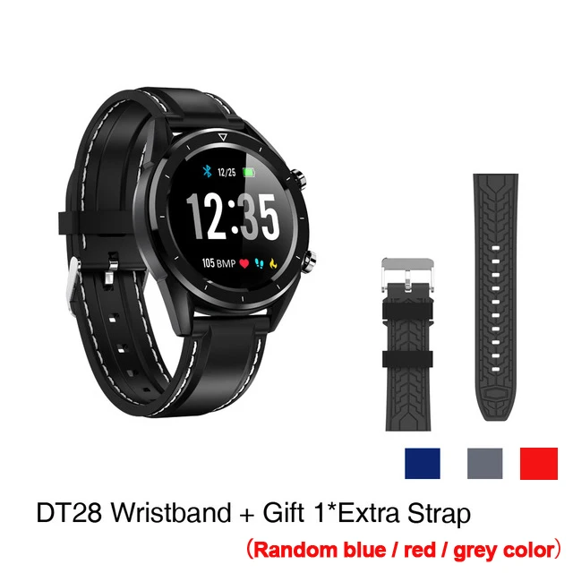 Black Silicone DTNO. I DT № 1 DT28 ЭКГ пульсометр Смарт-часы IP68 Водонепроницаемый Фитнес, измеритель артериального Давление спортивные умные часы VS N58 - Цвет: Black Silicone
