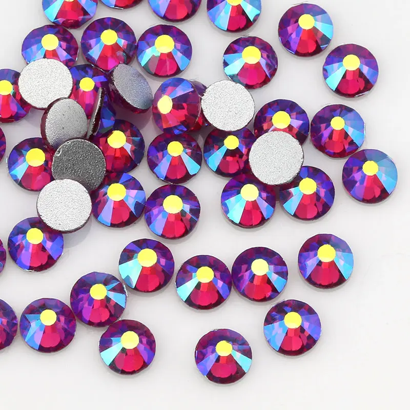 

Фуксия AB плоская задняя без горячей фиксации Стразы блестящие камни для одежды, DIY 3d украшения для ногтей, 1440 шт./лот