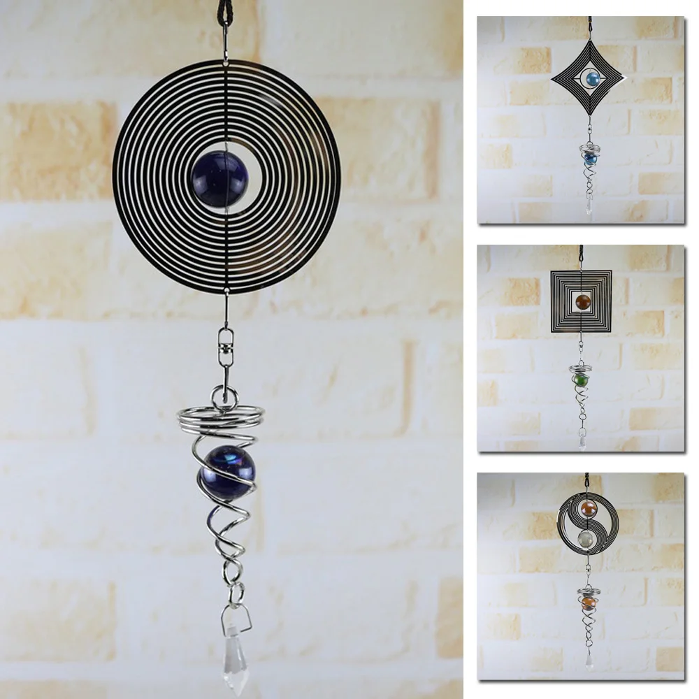 Ветряной колокольчик s Spinner спиральный ротационный Кристалл мяч Windchime церковный ярд Декор для дома комнаты садовый автомобиль декоративные металлические китайские колокольчики
