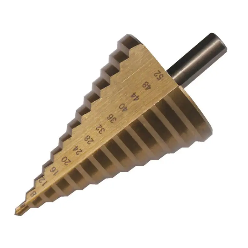

4-52mm Metric HSS Titanium Surface Step Drill Bit Set for Wood Metal Hard Materials Hole Handle Core Drilling Tool