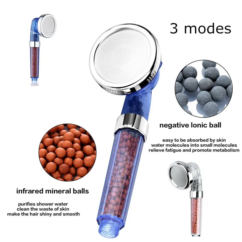 

Bathroom 3 Modes Bath Shower Adjustable Jetting Shower Head High Pressure Saving water Bathroom Anion Filter Shower SPA Nozzle