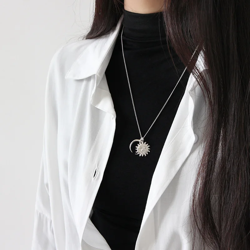 EDS 925 Sterling Silver Women Pendant Necklace Long Sweater Chain Gold Fine Jewelry |