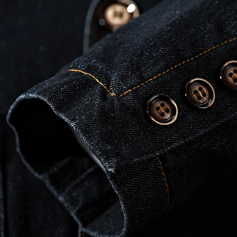 

European Style Mens Denim Jacket Overcoats Brand Spring Business Mens Denim Jacket and Coat Plus Size 4XL Mens Streetwear C1583