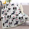 BlessLiving French Bulldog Sherpa Blanket for Beds Cartoon Dog Soft Throw Blanket Animal Puppy Bedspreads Heart Bedding Dropship 1