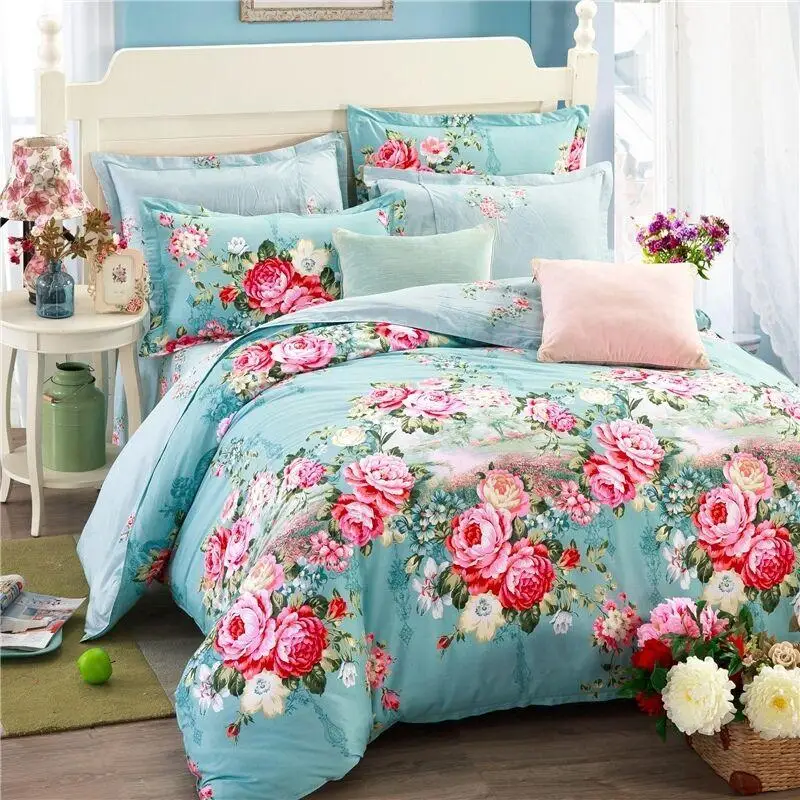 4pcs 100% cotton 200x230cm bedding set