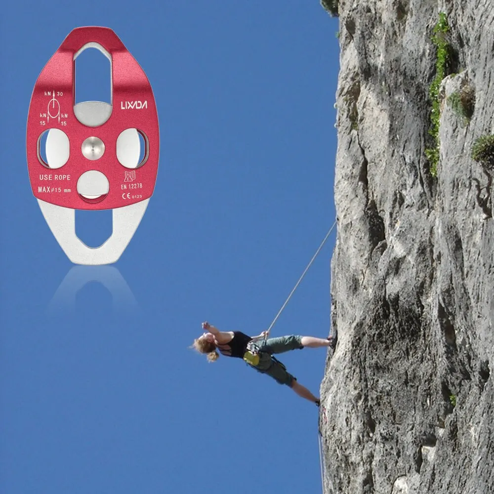 

Lixada 30kN Large Aluminum Twin Sheave Pulley Outdoor Tools Climbing Rigging Rescue Outdoor Tools Twin Sheave Pulley