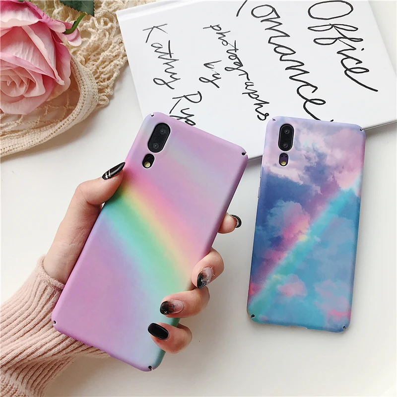 Чехол Kexin для Huawei P smart 2019 Mate20 P20 Pro P30 Honor10 Lite чехол с радужным небом Nova4 жесткий