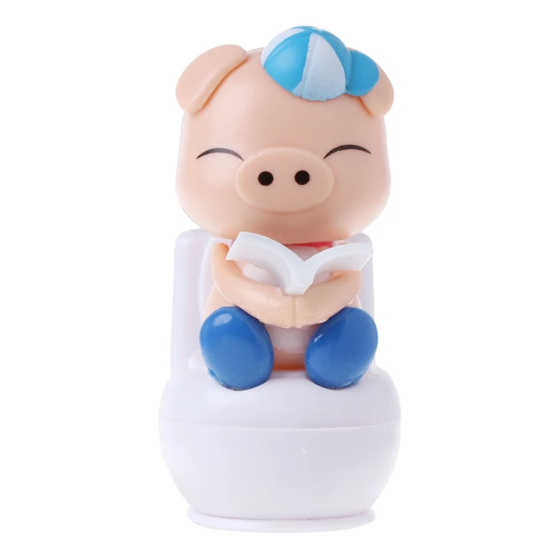 

Q0KB свинка на солнечной батарее, сидящая на унитазе, украшение для автомобиля, детская игрушка, подарок, украшение для дома