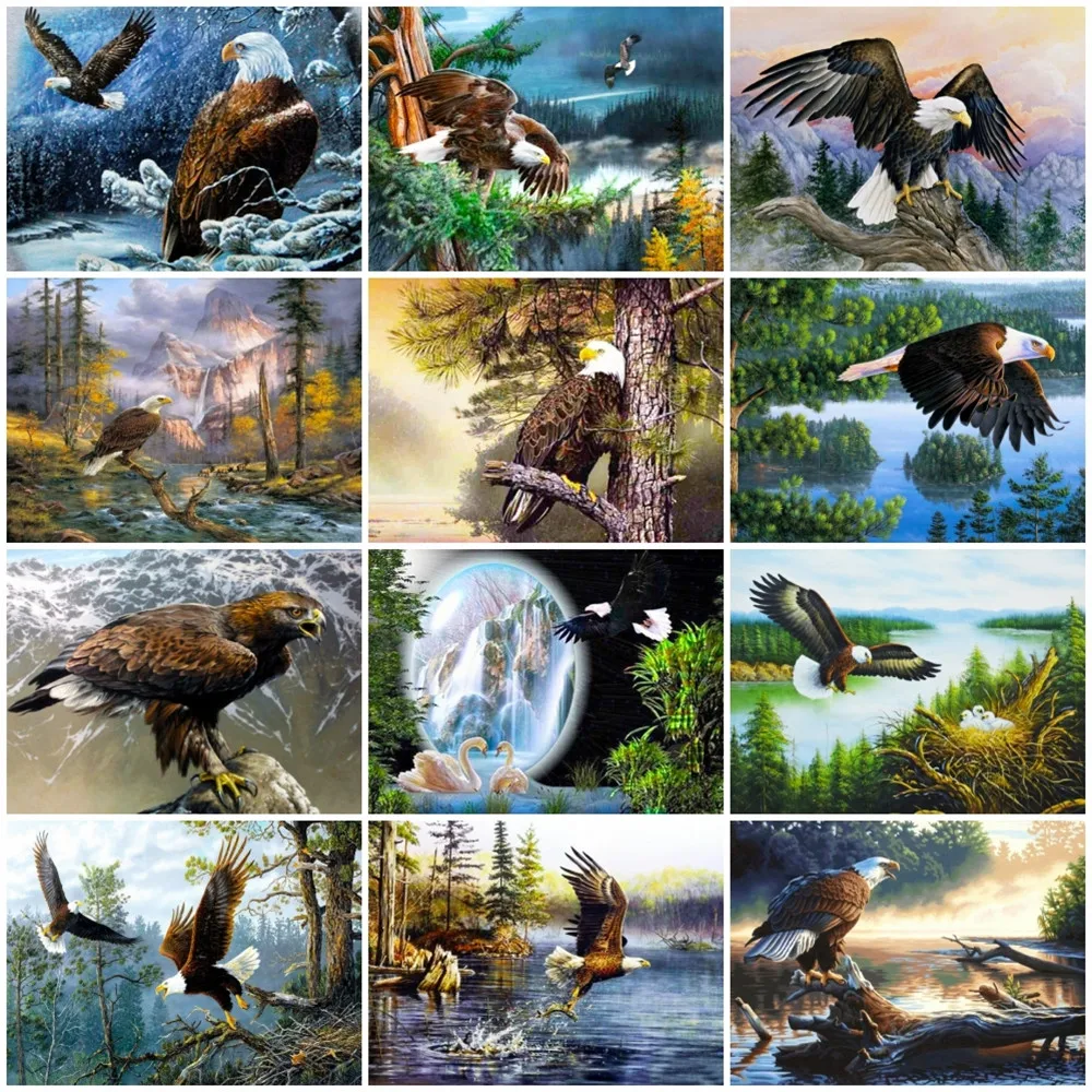 

Full Square Diamond Painting Eagle Cross Stitch Handmade Gift Diamond Embroidery Animals Mosaic Decor Home Needlework