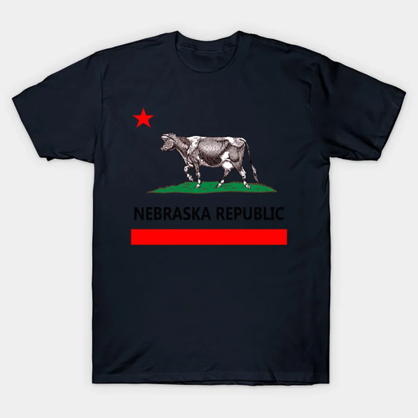 Nebraska republic T Shirt tshirt country city cow retro state international flag united states government america | Мужская одежда