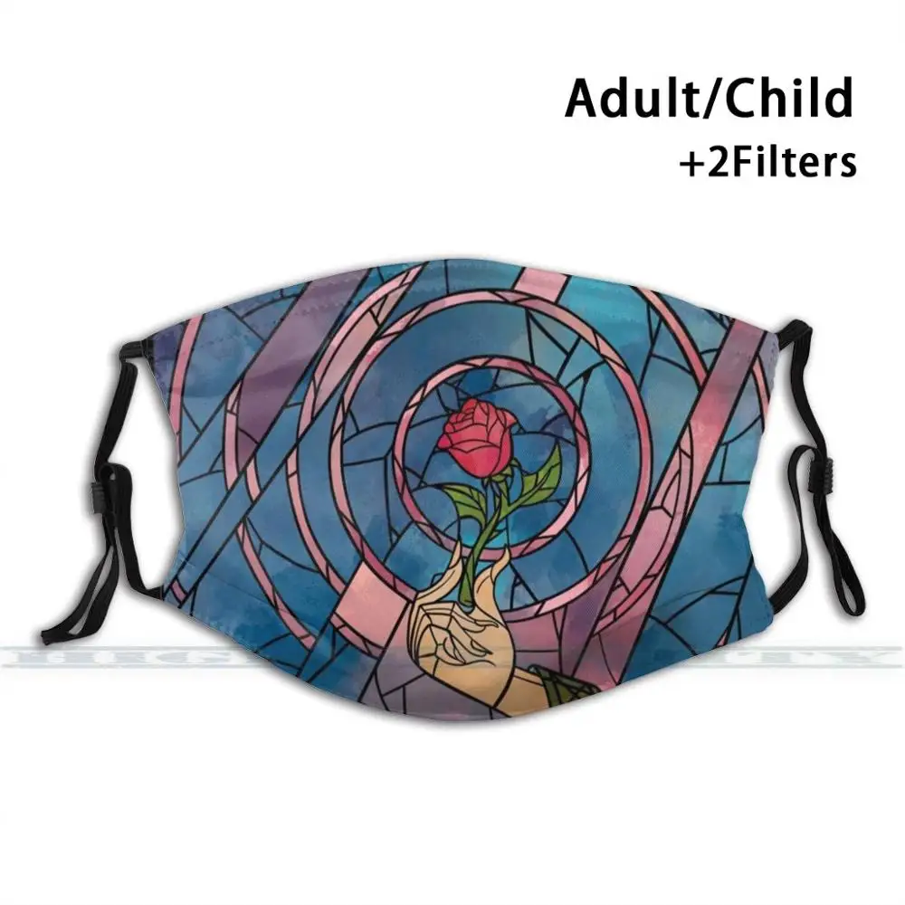 

Многоразовая маска для рта, с цветным принтом розы, моющийся фильтр, защита от пыли, зверь, маска для красоты лица