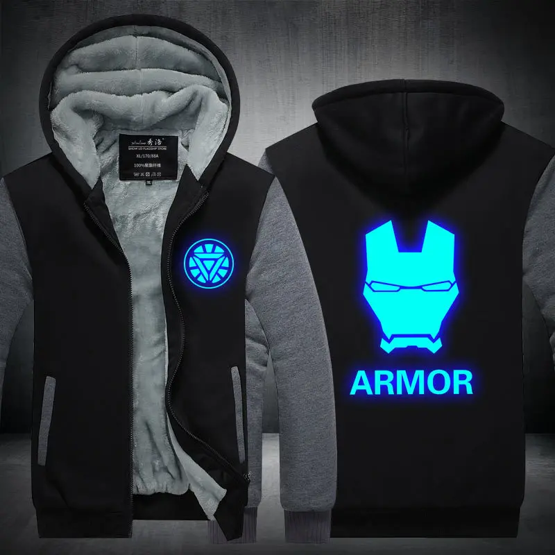 2019 Новинка Капитан Америка Броня светящаяся толстовка с капюшоном дизайн Модная