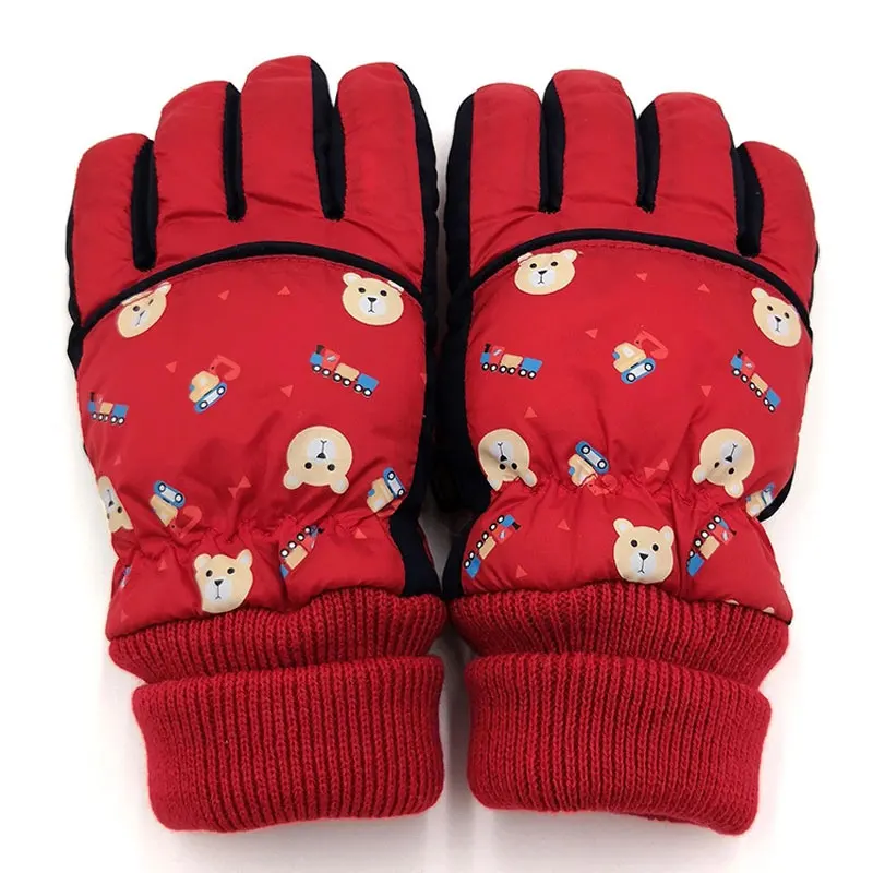 Autumn and Winter Children 5-8 Years Old Keep Warm Gloves Lovely Bear Sewing Machining Child Unisex Non-slip Ski Mitten |