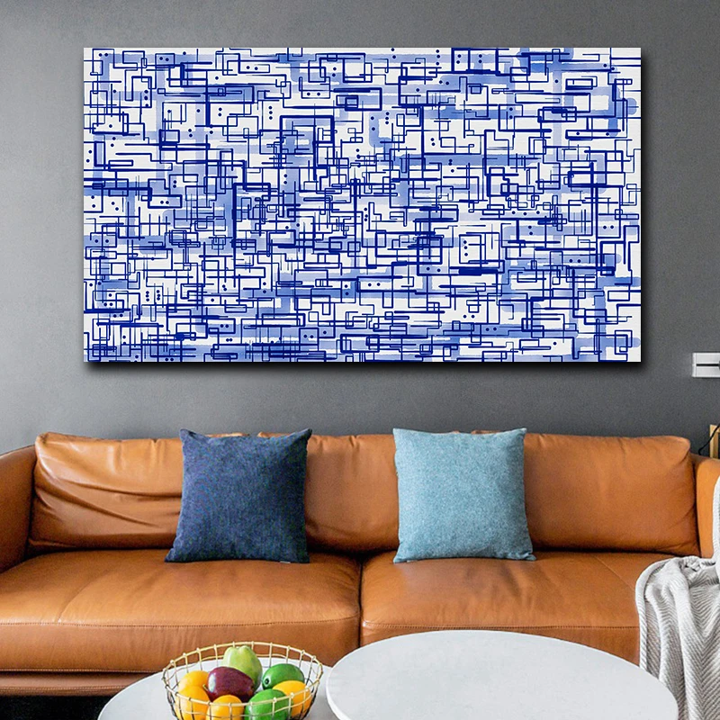 Современная разноцветная абстрактная Геометрическая Картина на холсте постеры